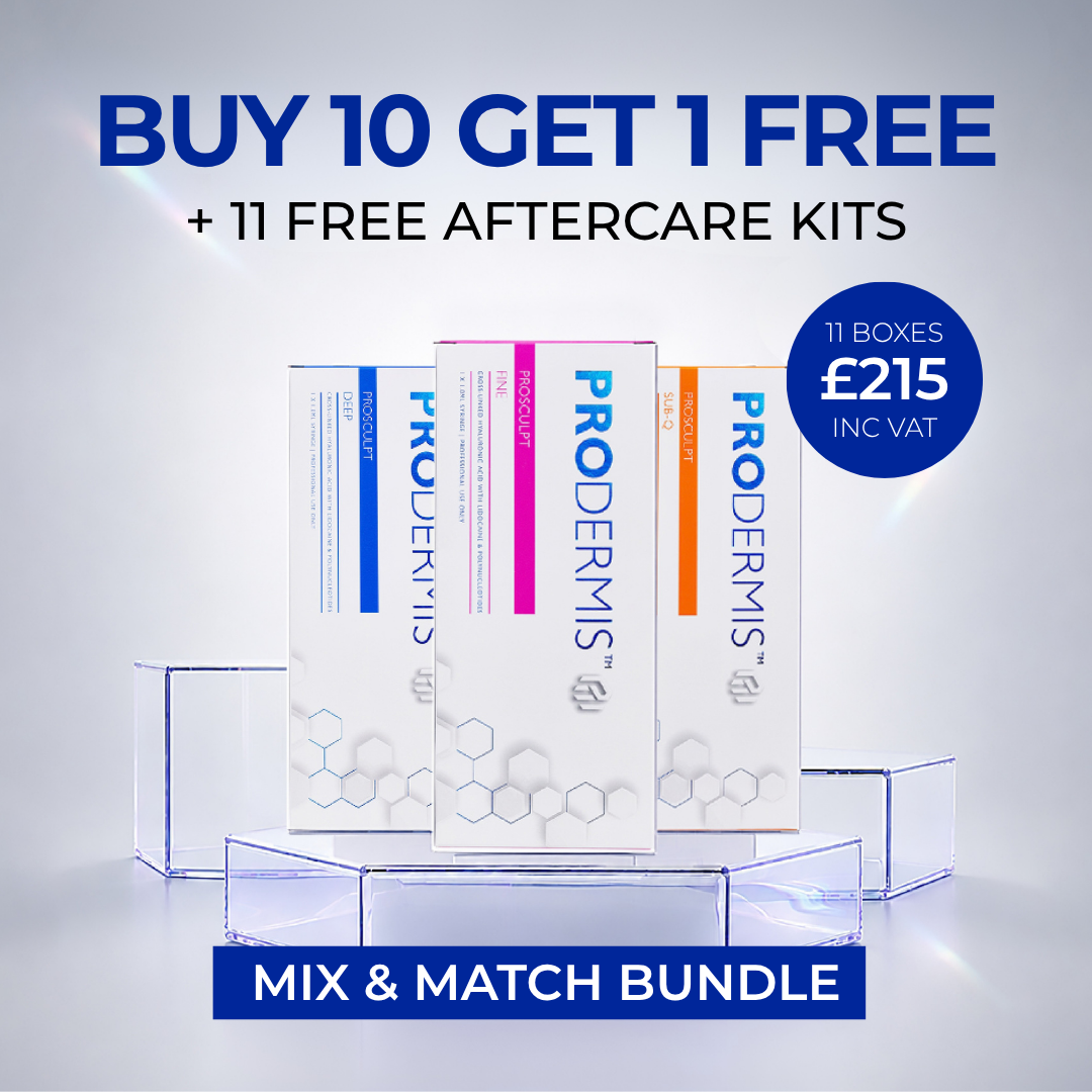 Buy 10 Get 1 FREE Prodermis Prosculpt Mix and Match bundle, 11 boxes for £215 inc VAT